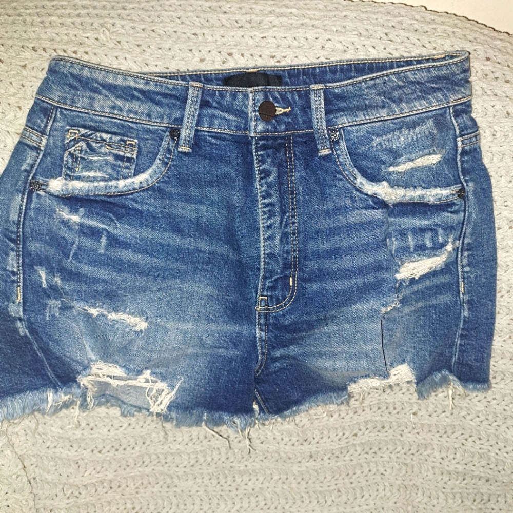 Buckle Black MOM Short Distressed Blue Denim Shorts 27